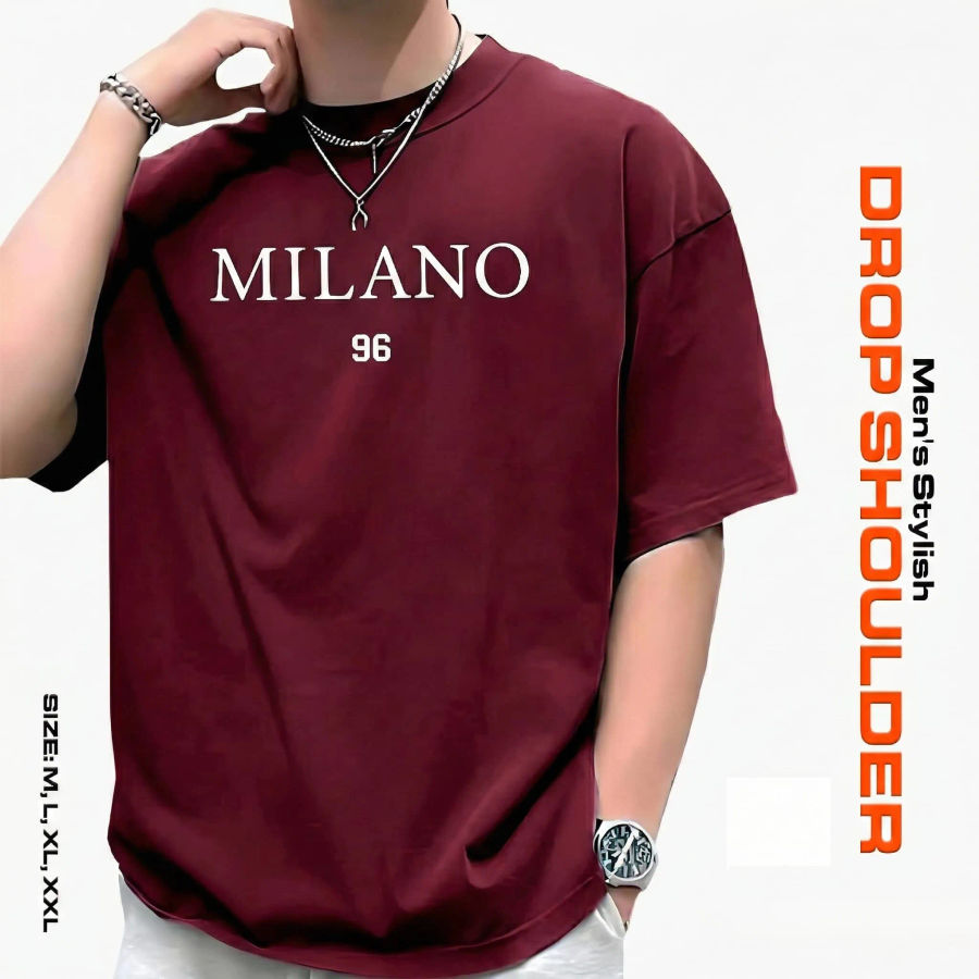 Men's Stylish Drop Shoulder- Maroon