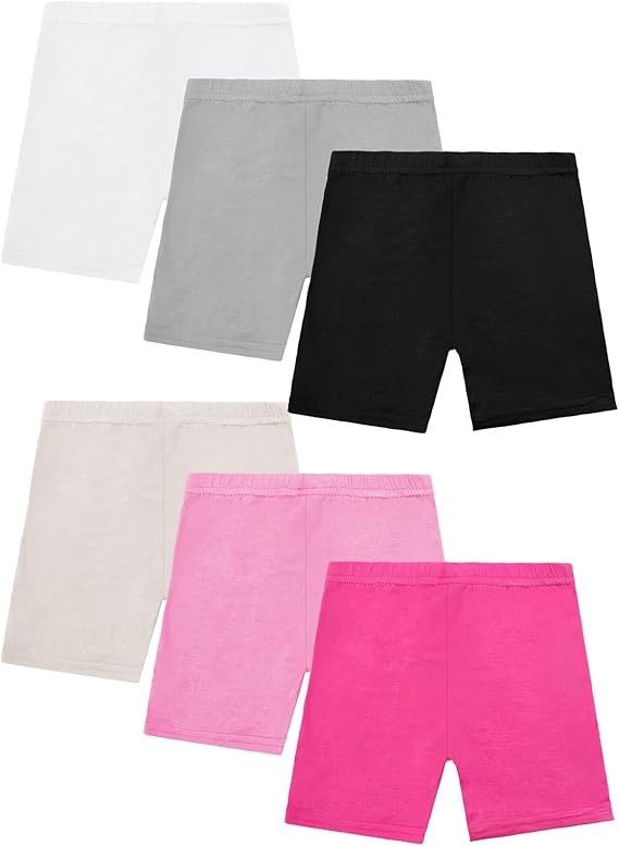 Resinta Girls Dance Shorts Pack - 6 Stretchy Under Dress Bike Shorts