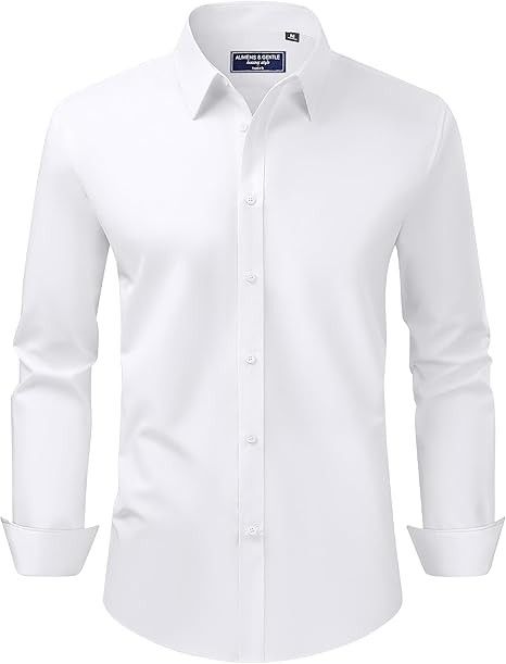 Alimens & Gentle Men's Dress Shirt - Regular Fit, Stain Shield, Long Sleeve