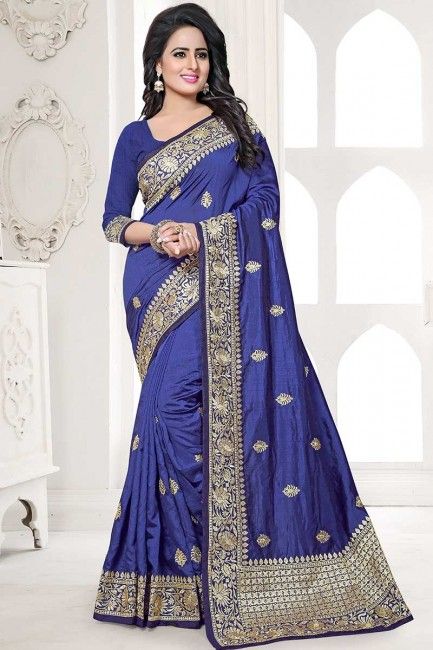 Traditional Blue color Art Silk saree