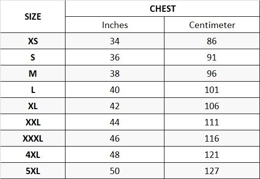 Men's English Size Chart