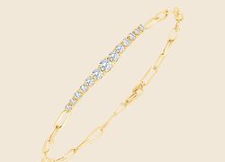 Round Half Tennis Armband - Gelb / 14k Gold