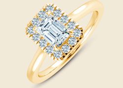 Hyacinth Emerald Halo Ring - Gelb / 14k Gold / 47