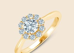 Racene Pinched Halo Ring - Gelb / 14k Gold / 47