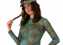 Tan-Through Long Sleeve Shirt – Green Mandala