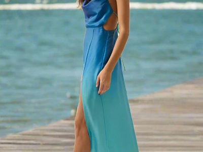Ombre Oasis Open Back Maxi Dress Ocean Blue - Small / Ocean Blue