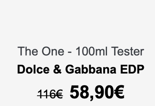 The One - 100ml Tester Dolce & Gabbana EDP