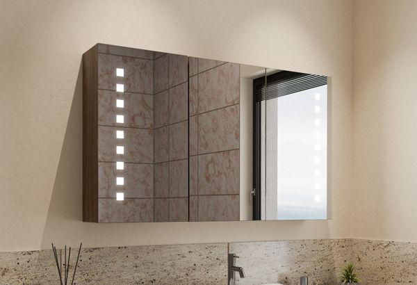 Merkury: Armário em Madeira 120x70cm com Espelhos LED…