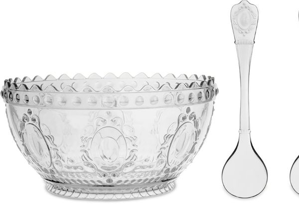 BAROQUE & ROCK Saladeira com talheres transparente