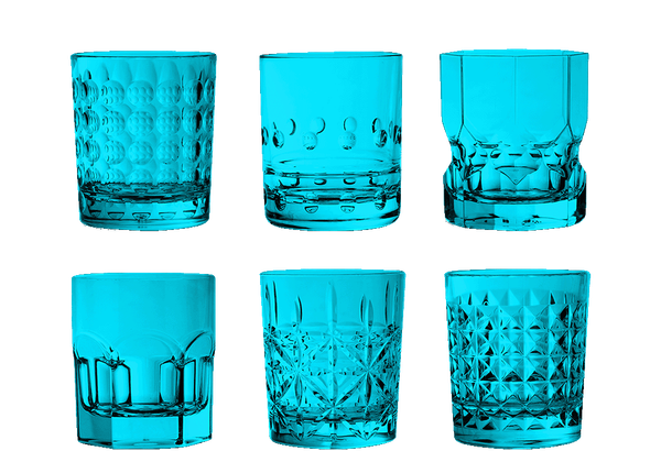 CRYSTAL TOUCH Copos baixos set c/ 6 unidades turquesa