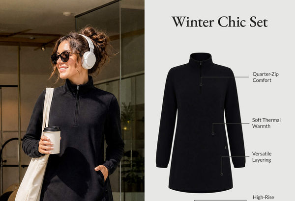 Winter Chic Set - Black Dress + White Leggings / XS