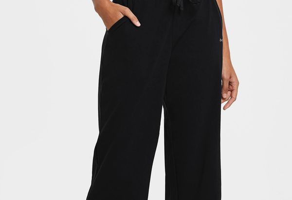 Women's Lightweight Wide-Leg Cotton Capri Pants - Black / XS
