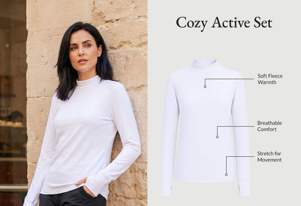 Cozy Active Set - White Base + Black Pants / XS
