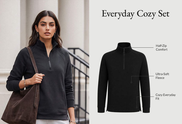 Everyday Cozy Set - Anthracite Pullover + Heather Light Gray…