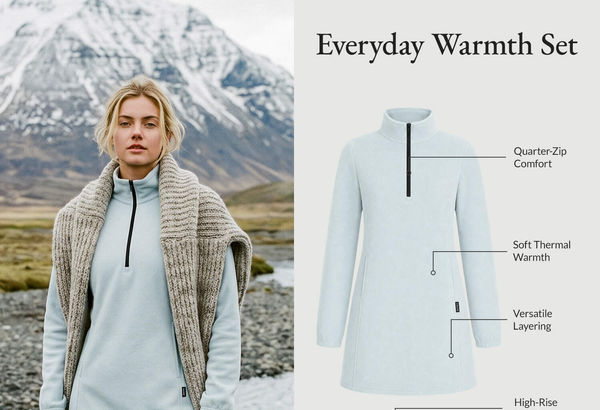 Everyday Warmth Set - Gray Dress + Khaki Legging / XS