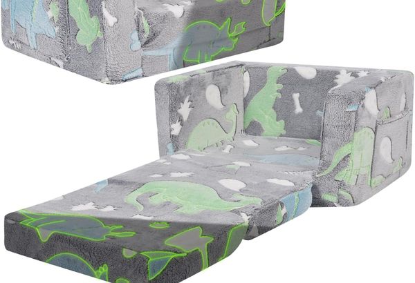 Toddler Couch – Kids Sofa – 2-in-1 Sherpa Kids Couch –…
