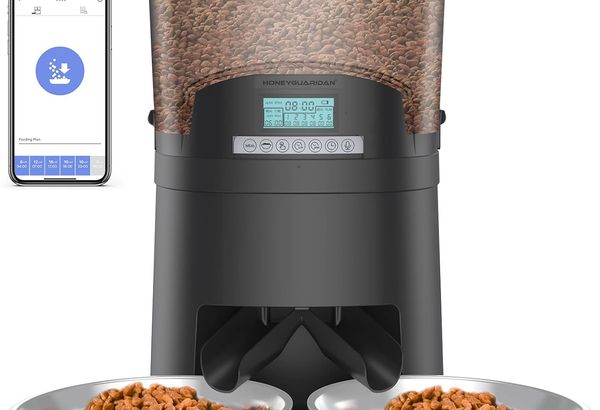 HoneyGuaridan Automatic Cat Feeders 2 Cats 6.5L,2.4GWi-Fi…