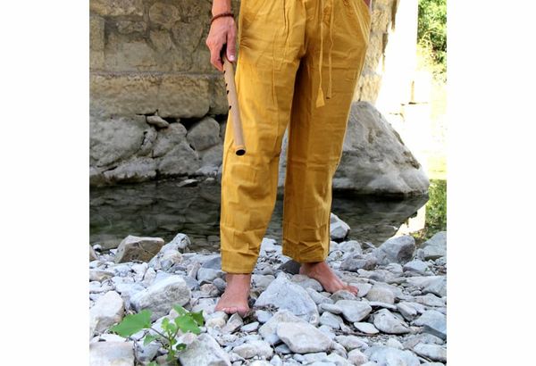 Pantalon yoga homme droit pur coton teinture eco-responsable