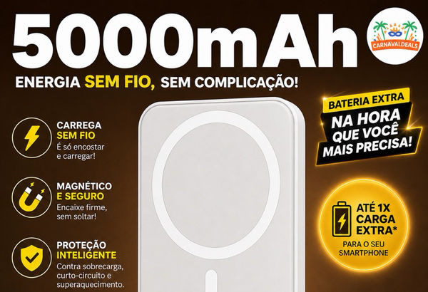 5000mAh Carregador portátil indução iPhone/Android…