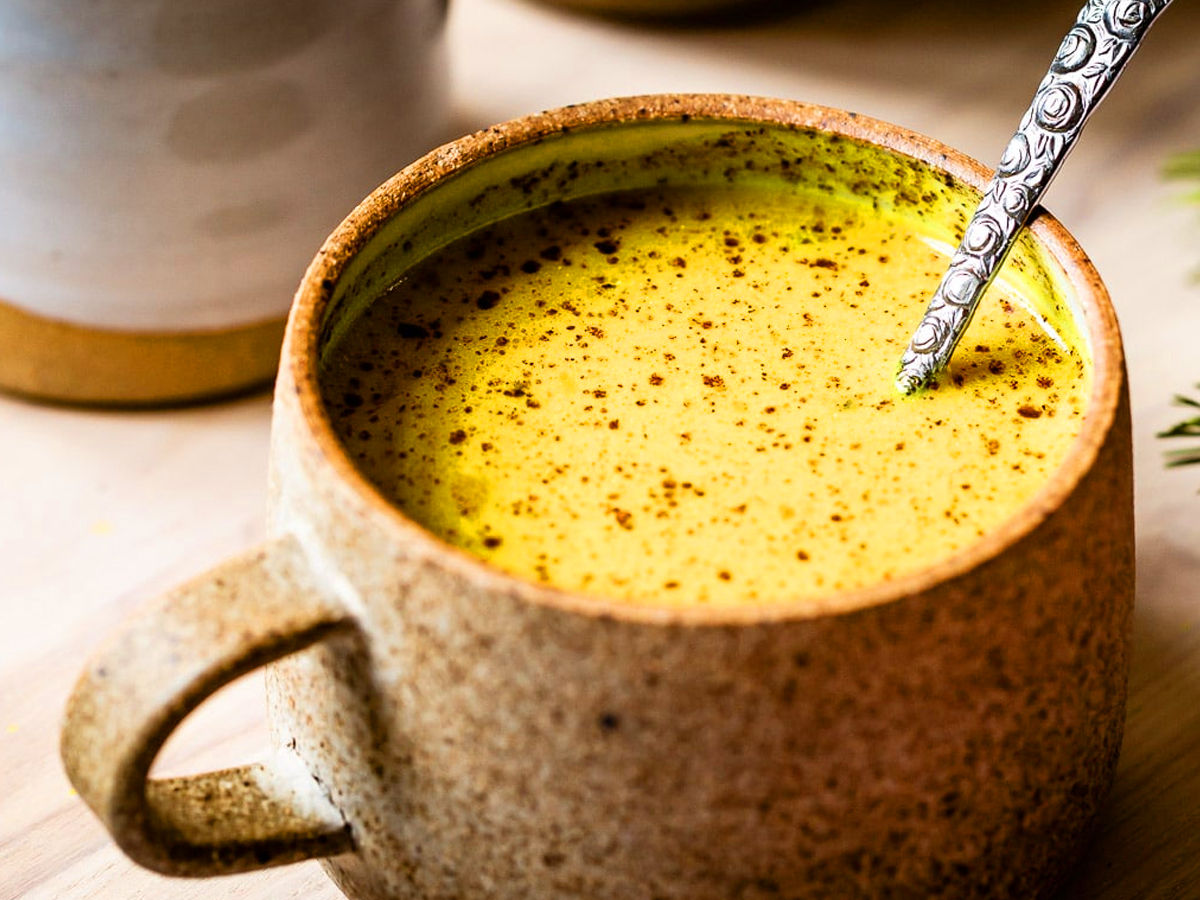 golden milk tea served in a cup