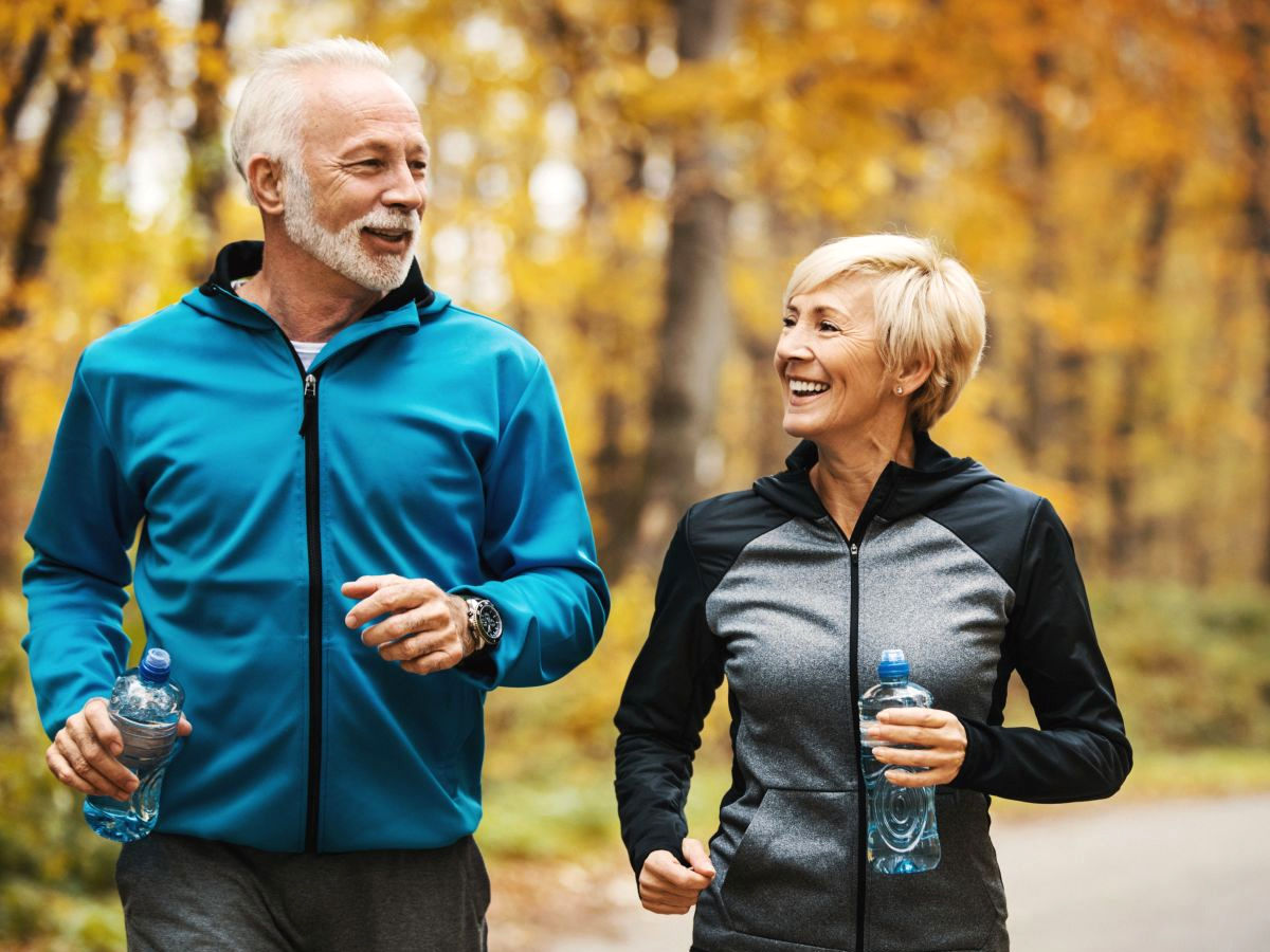 an old couple jogging 