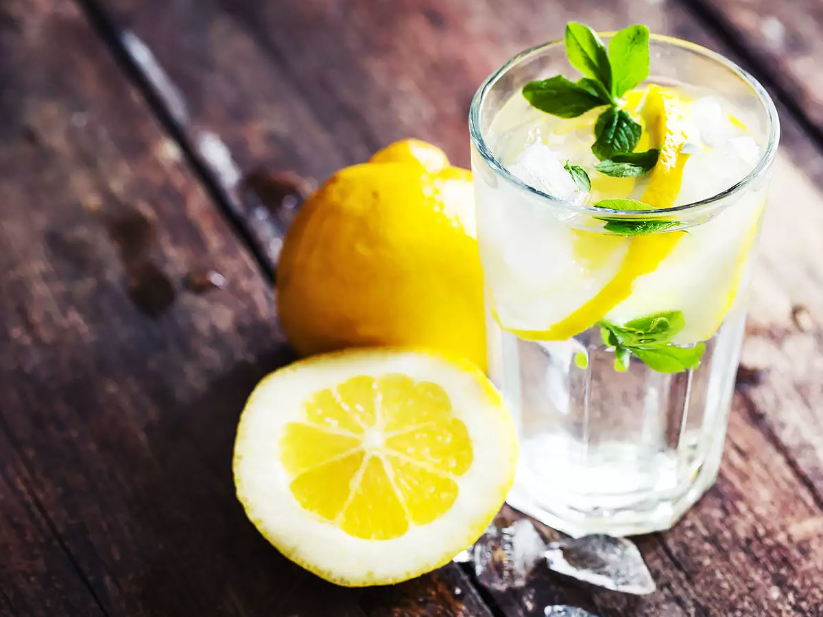 a glass of lemon water