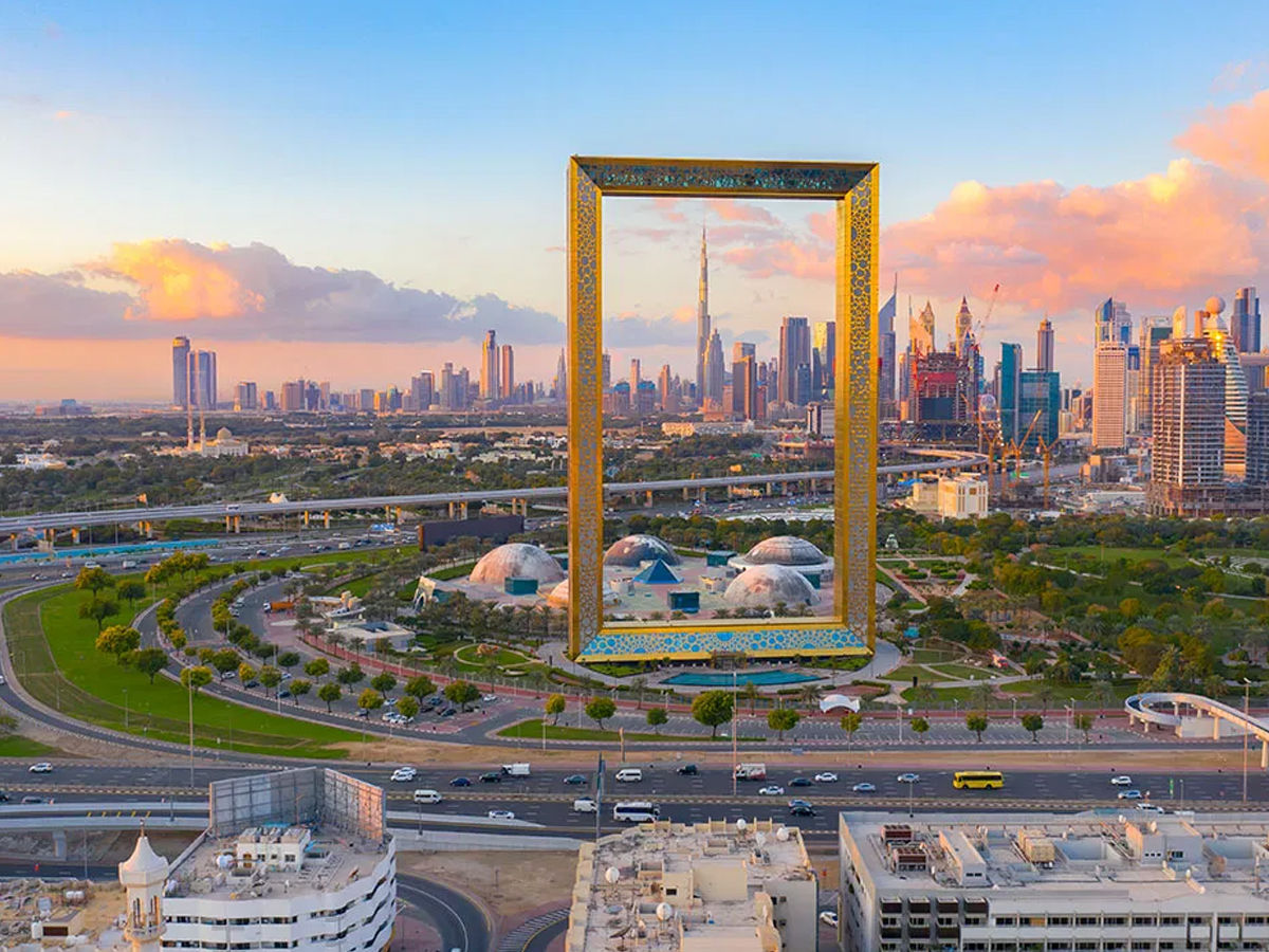 the view of burj khalifa from dubai frame