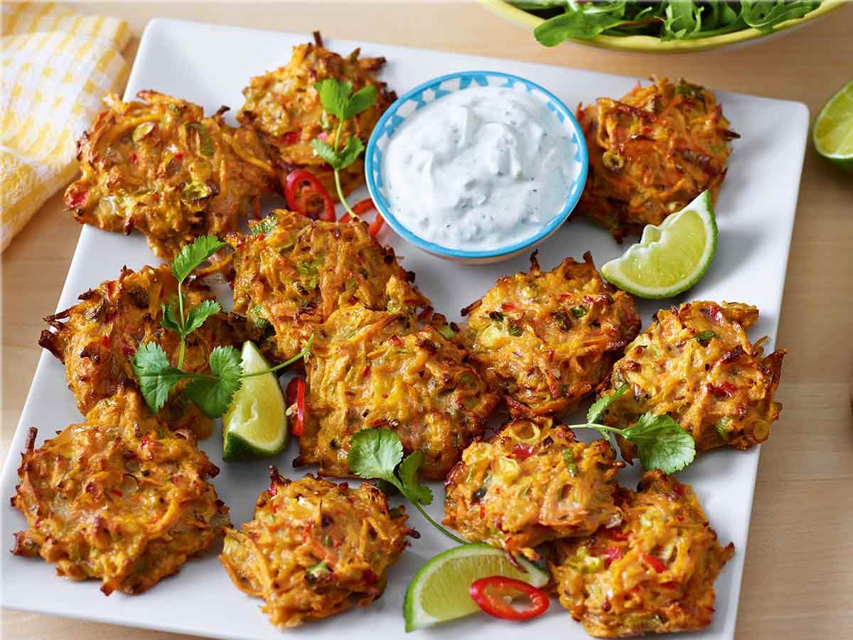 Sweet potato fritters made from bread crumbs