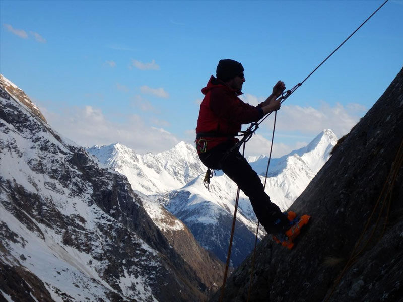 climbing a mountain