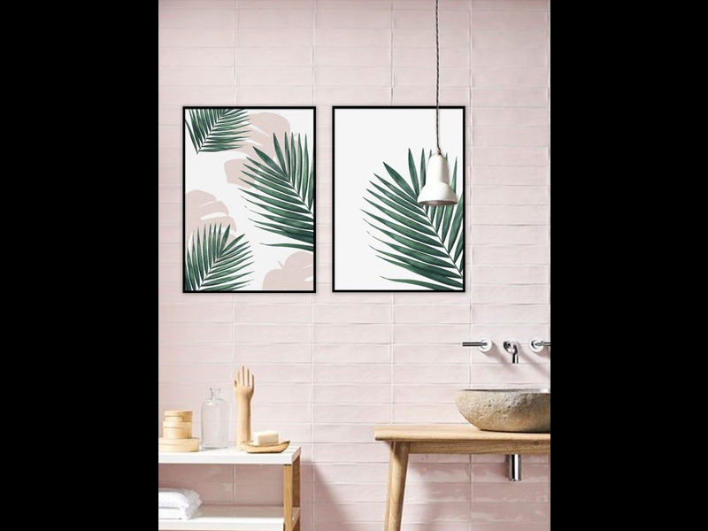 palm art bathroom