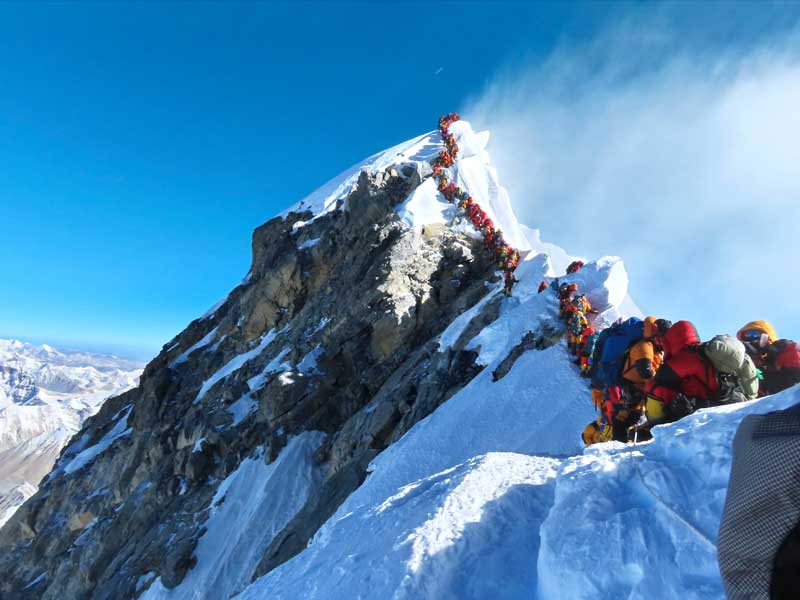 climbing a mountain