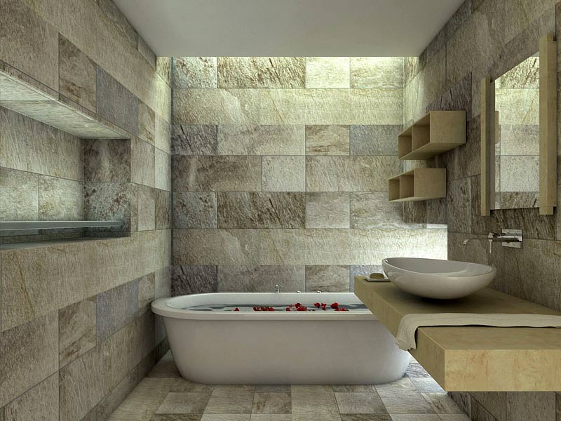 stone covered bathrooms