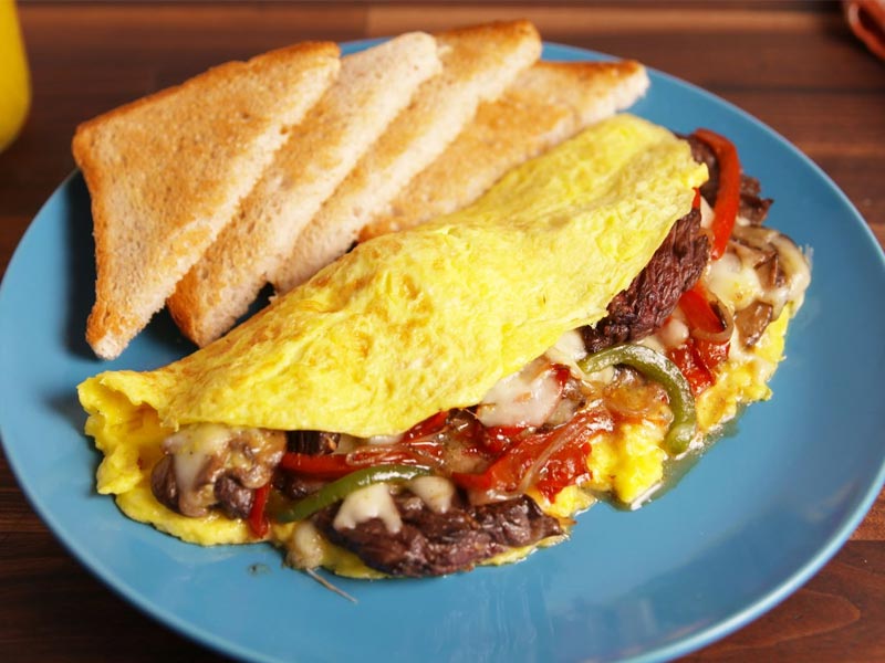 cheese stake omelet recipe