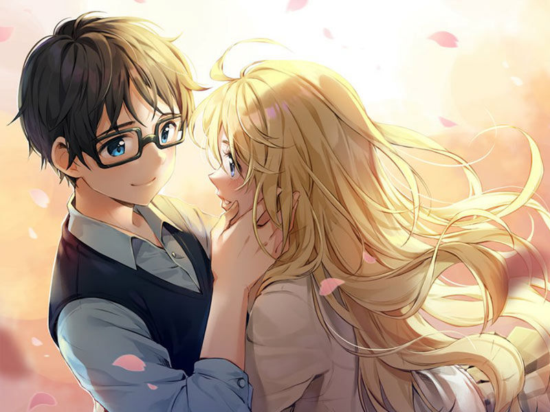 your lie in april, romantic anime