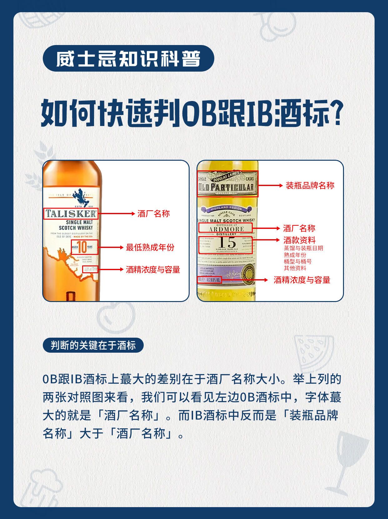 OB 原廠裝瓶與 IB 獨立裝瓶酒標資訊對照