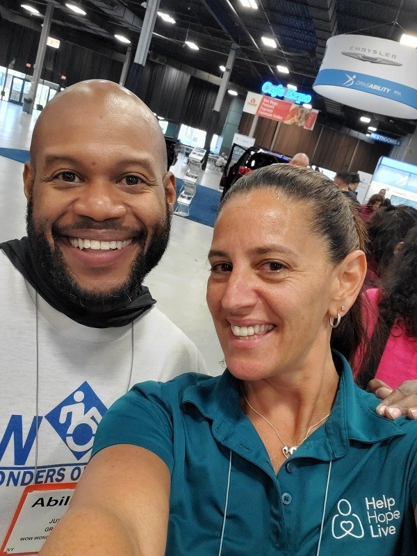 Help Hope Live Executive Director Kelly L Green with the founder of WOW Wonders on Wheels at the 2022 Abilities Expo New York Metro