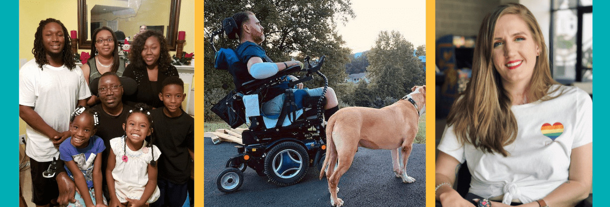 Three Help Hope Live clients living with spinal cord injuries