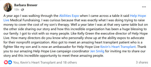 A Facebook post screenshot posted by user Barbara Brewer