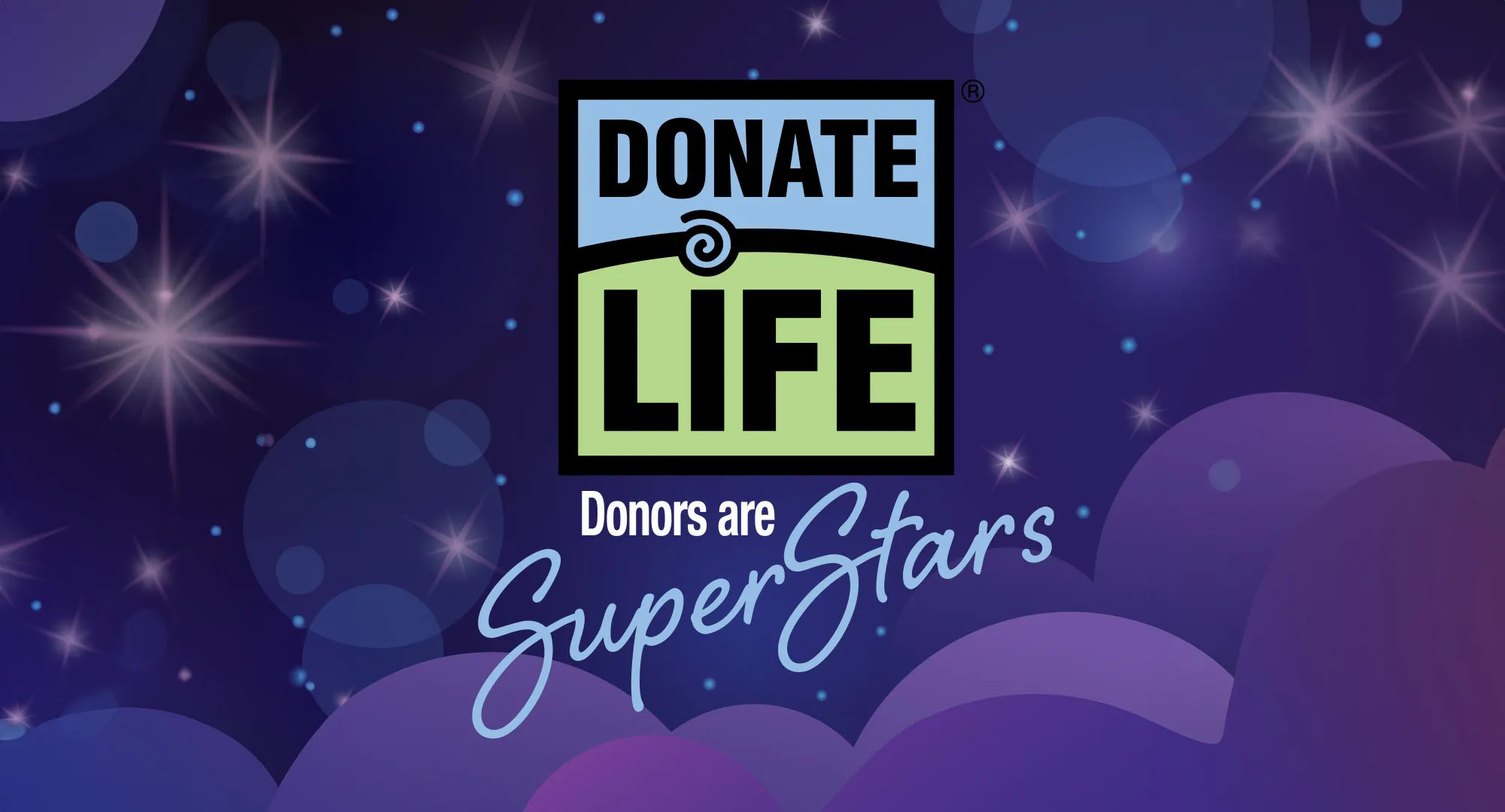 A space themed graphic reads Donat eLife: Donors are SuperStars