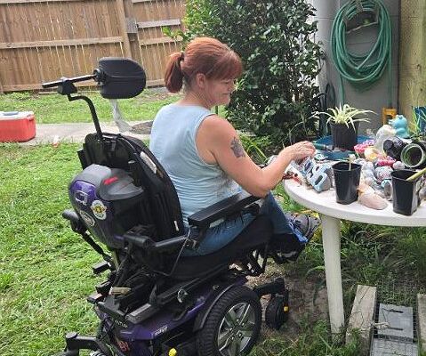 enjoying herself outdoors