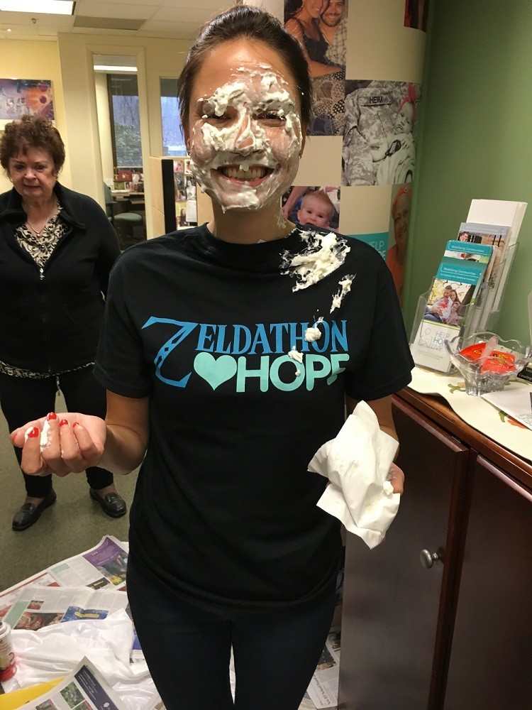 pie on her face