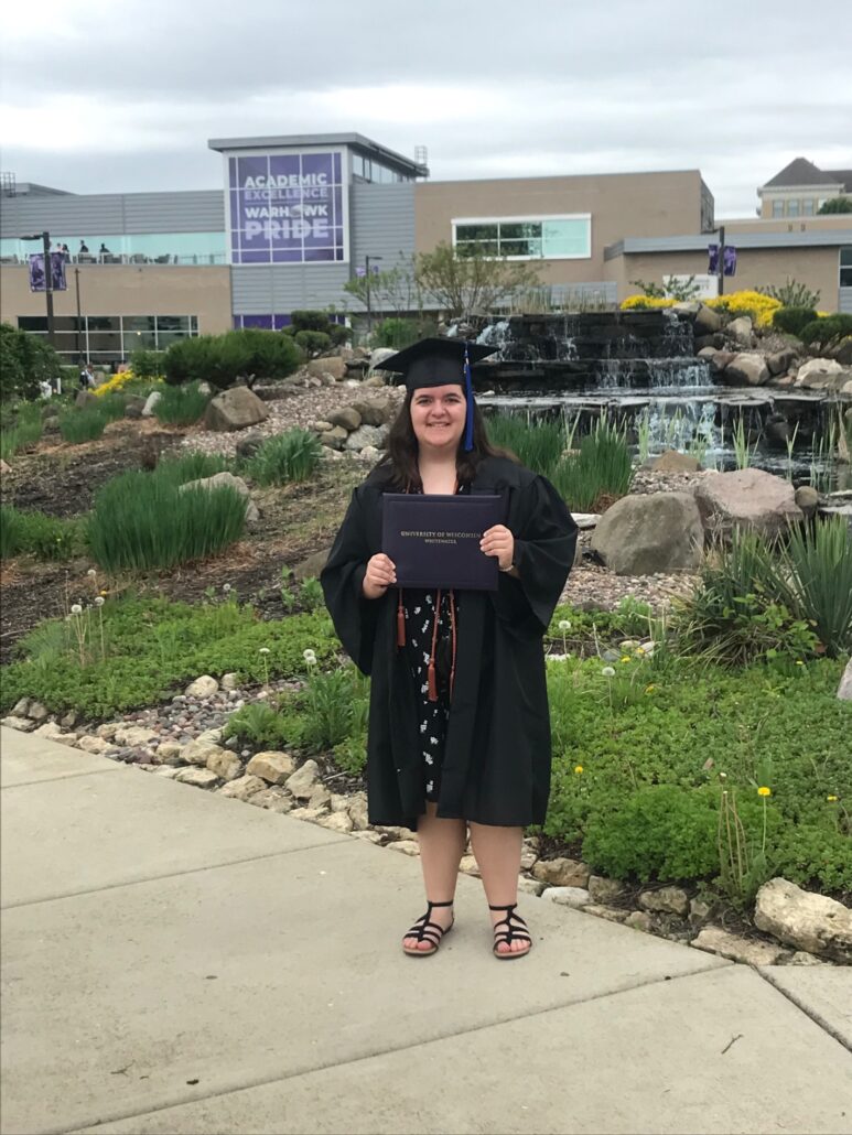 Callie Aceto with a diploma and grad cap prior to a life-changing accident in September 2025.
