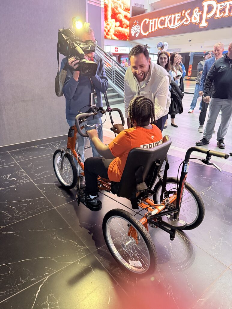 Raymeer on his new adaptive bike getting interviewed in October 2025
