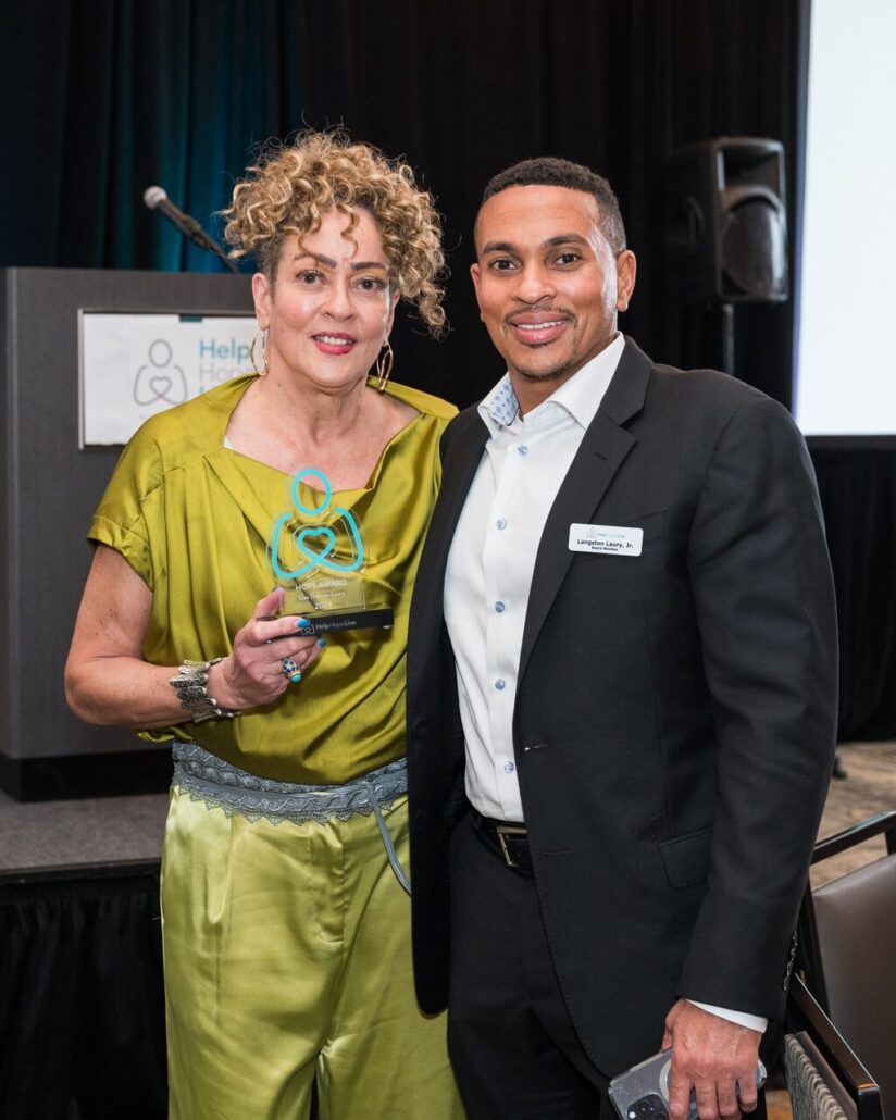 Lisa Thomas Laury and son Langston Laury, Jr. formally dressed at the 2024 Live It Up! gala supporting Help Hope Live.