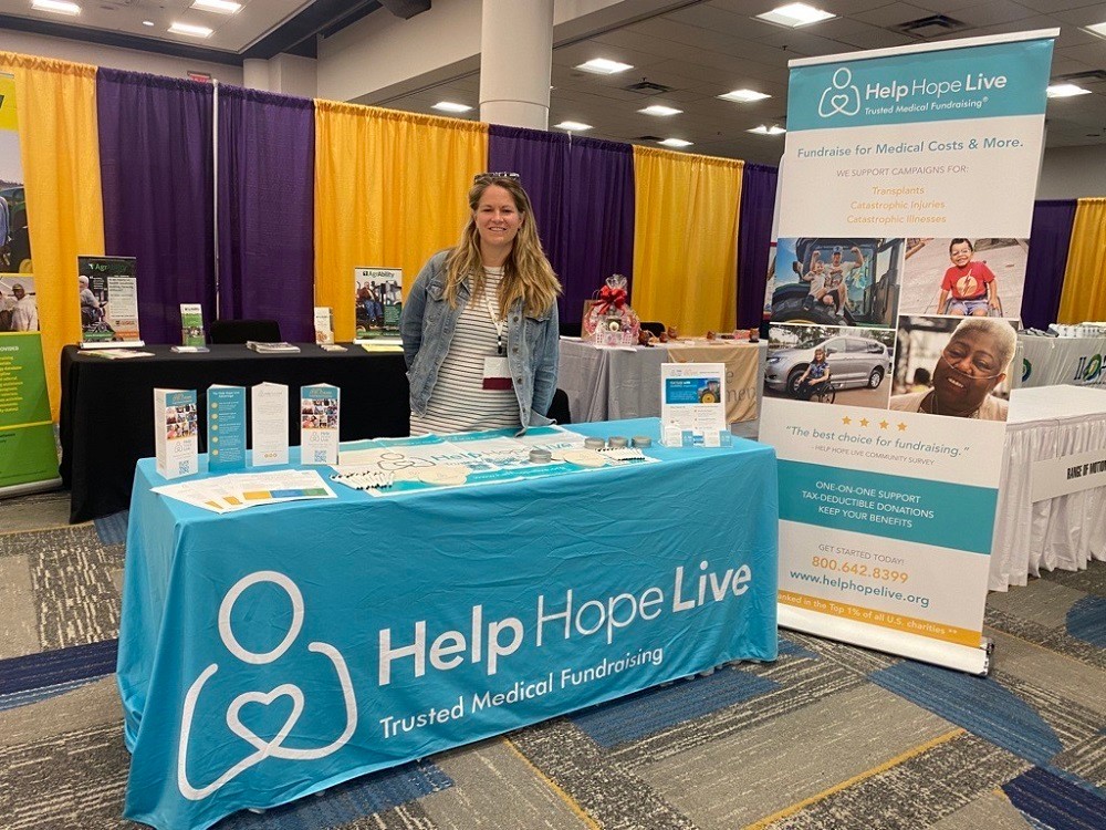 Sonny at the Help Hope Live booth at Amputee Coalition National Conference 2024.