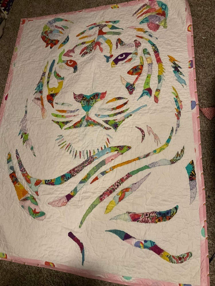 Tiger quilt design by Help Hope Live client Jamie Carlson aka the "Cerebral Palsy Quilter"