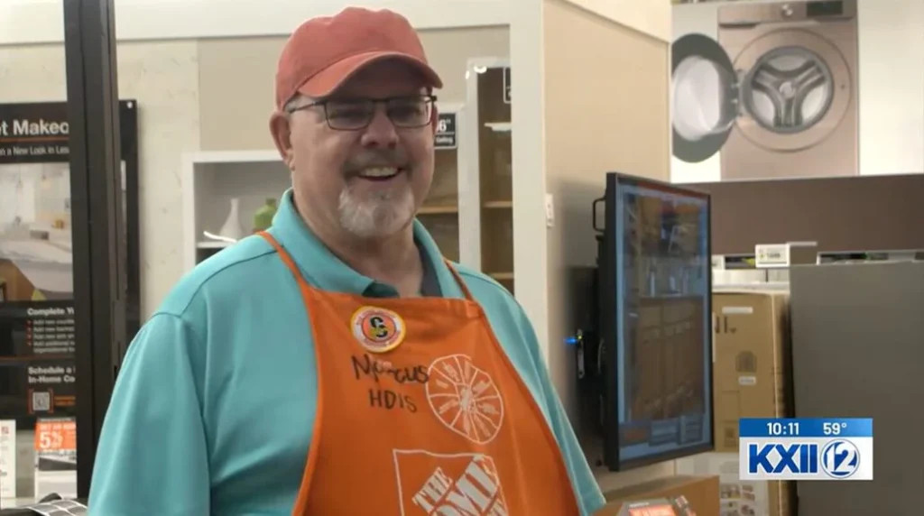 wearing an apron