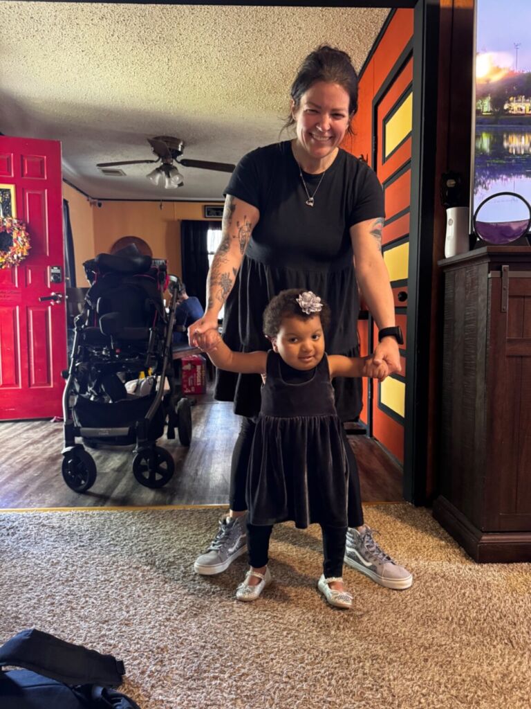 kaylee walks with mom