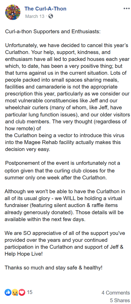 Curlathon Facebook post