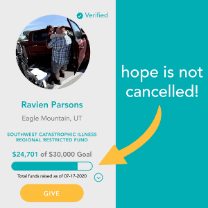 Ravien Parsons's fundraising indicator is at $24,000 raised with Help Hope Live.